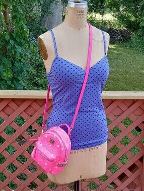 RARE Authentic MCM Neon Pink Mini backpack Crossbody bag